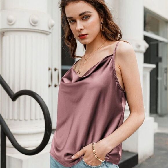 Simplee Pink Satin Cami - Picture 1 of 4